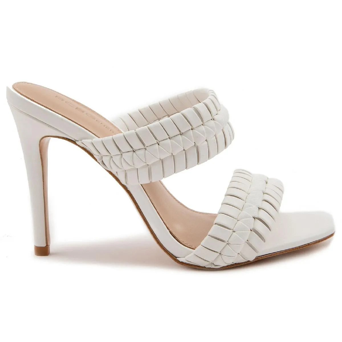 Jendi Womens Faux Leather Woven Heel Sandals