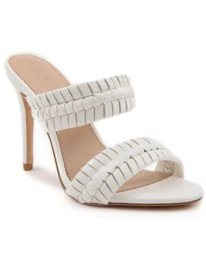 Jendi Womens Faux Leather Woven Heel Sandals