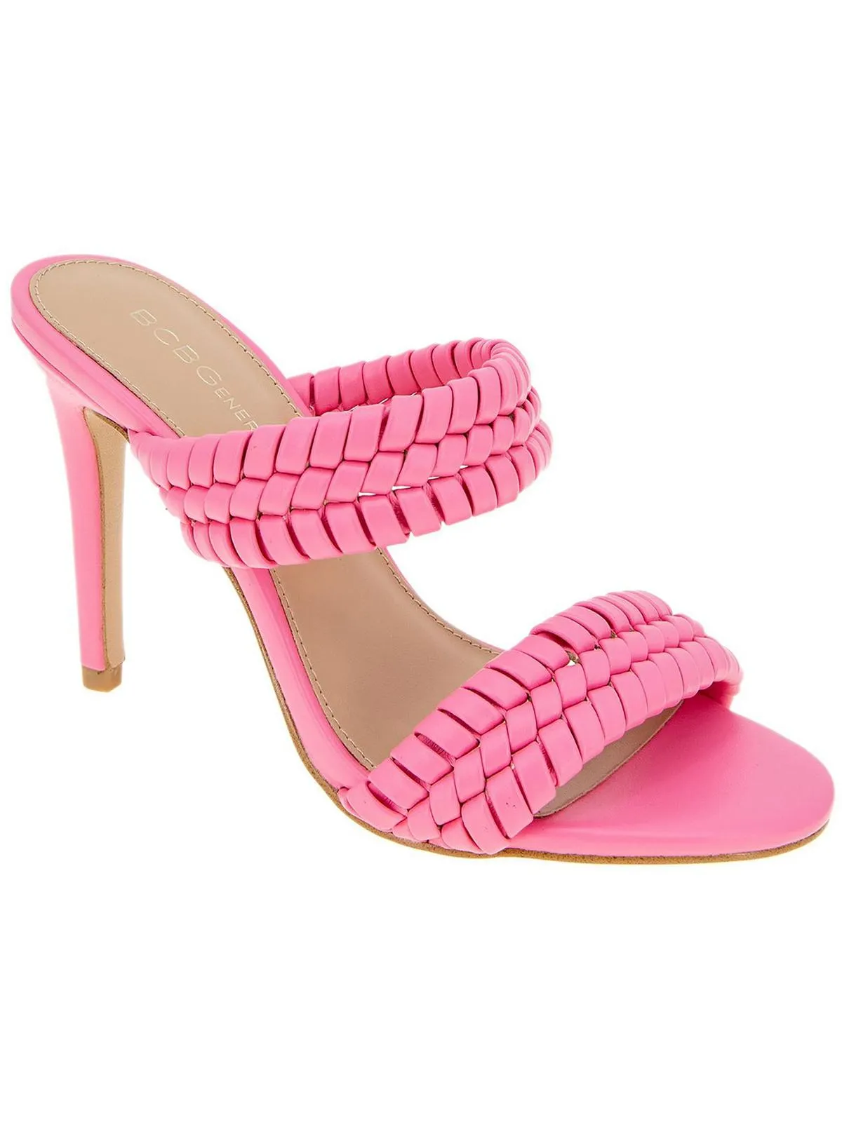 Jendi Womens Faux Leather Woven Heel Sandals