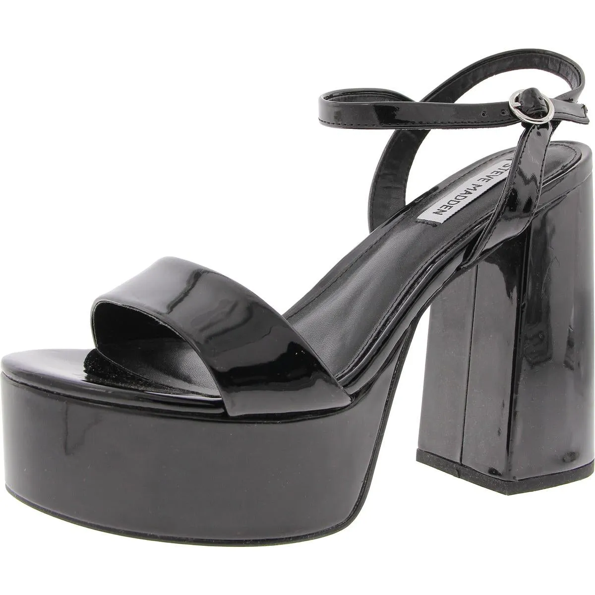 Jolie Womens Buckle Patent Platform Sandals