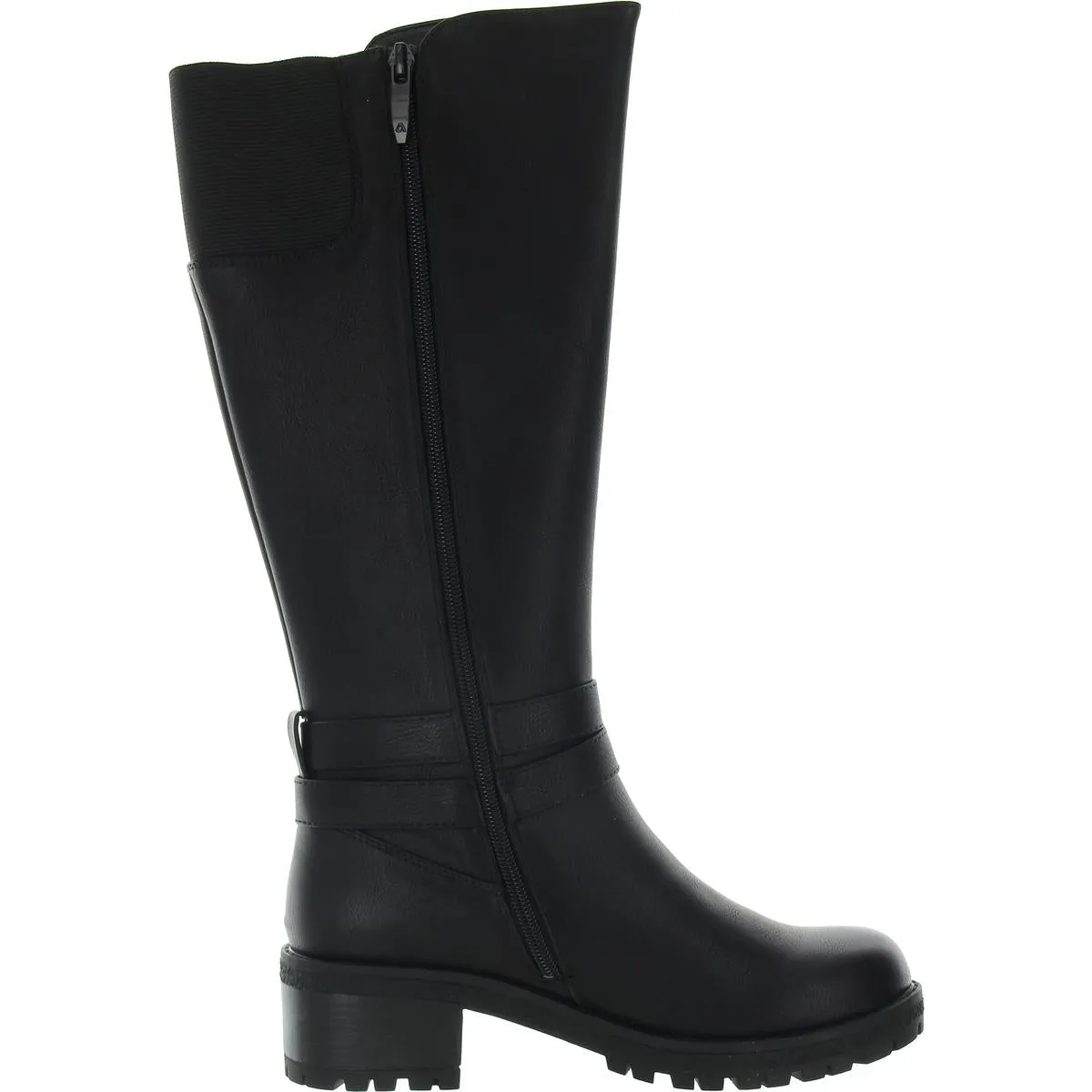 Jonah Womens Buckle Faux Leather Knee-High Boots