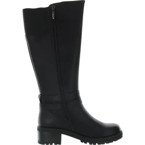 Jonah Womens Buckle Faux Leather Knee-High Boots