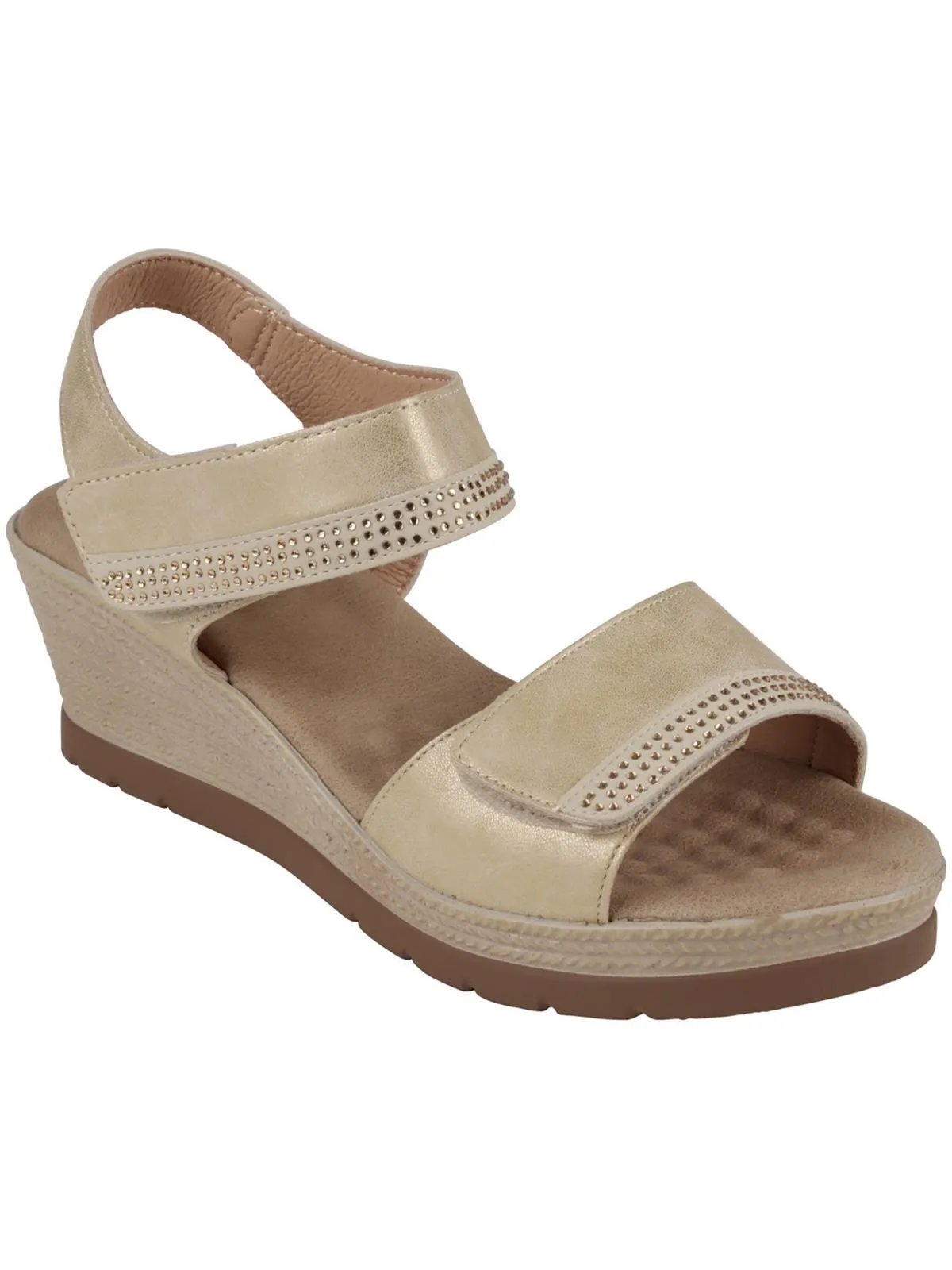 Jorda Womens Rhinestone Faux Leather Ankle Strap
