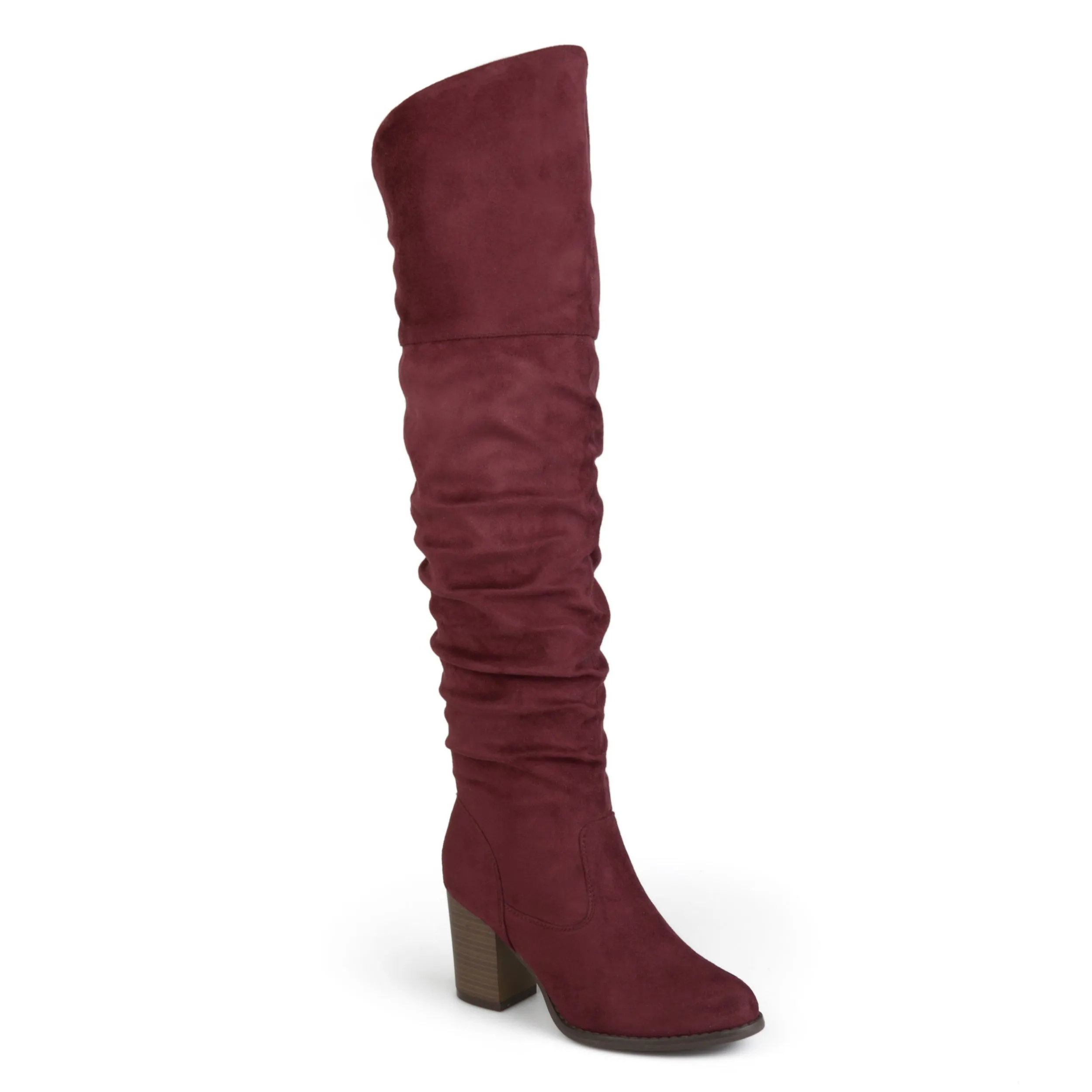 Journee Collection Womens Kaison Stacked Heel Over The Knee Boots