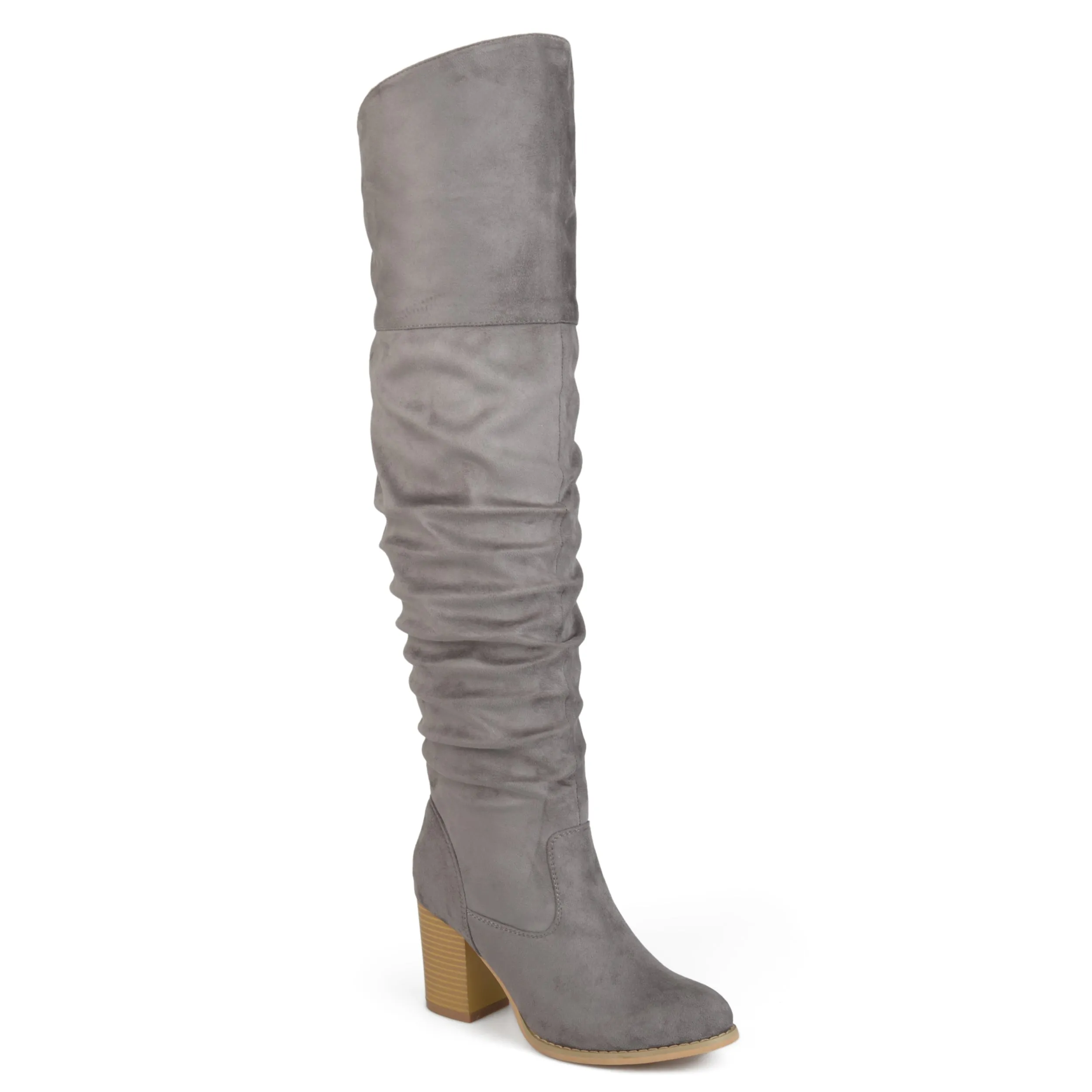 Journee Collection Womens Kaison Stacked Heel Over The Knee Boots