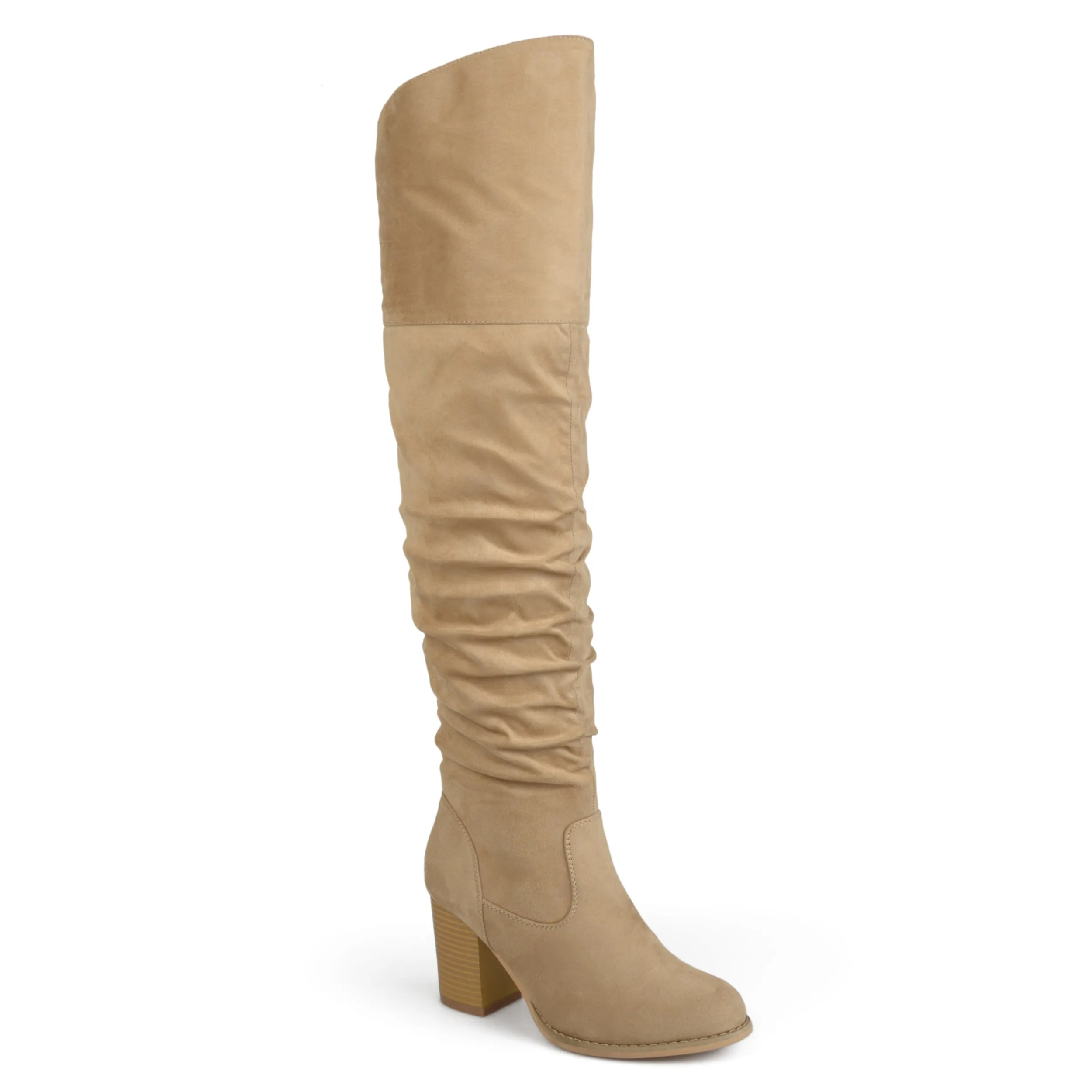 Journee Collection Womens Kaison Stacked Heel Over The Knee Boots