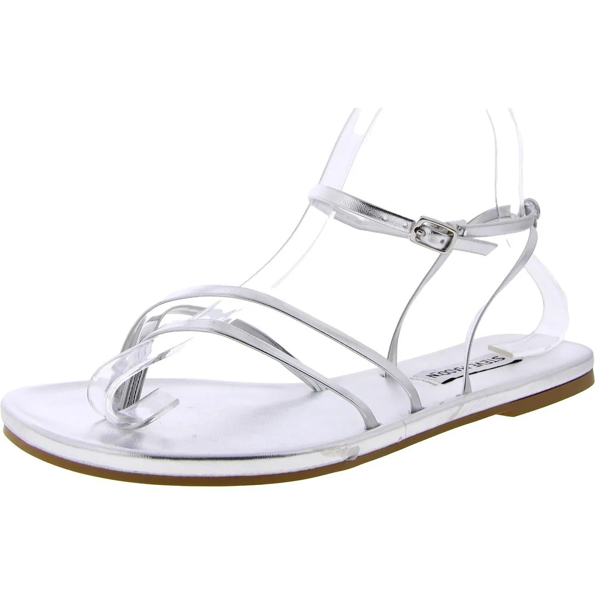 Jude Womens Faux Leather Buckle Strappy Sandals