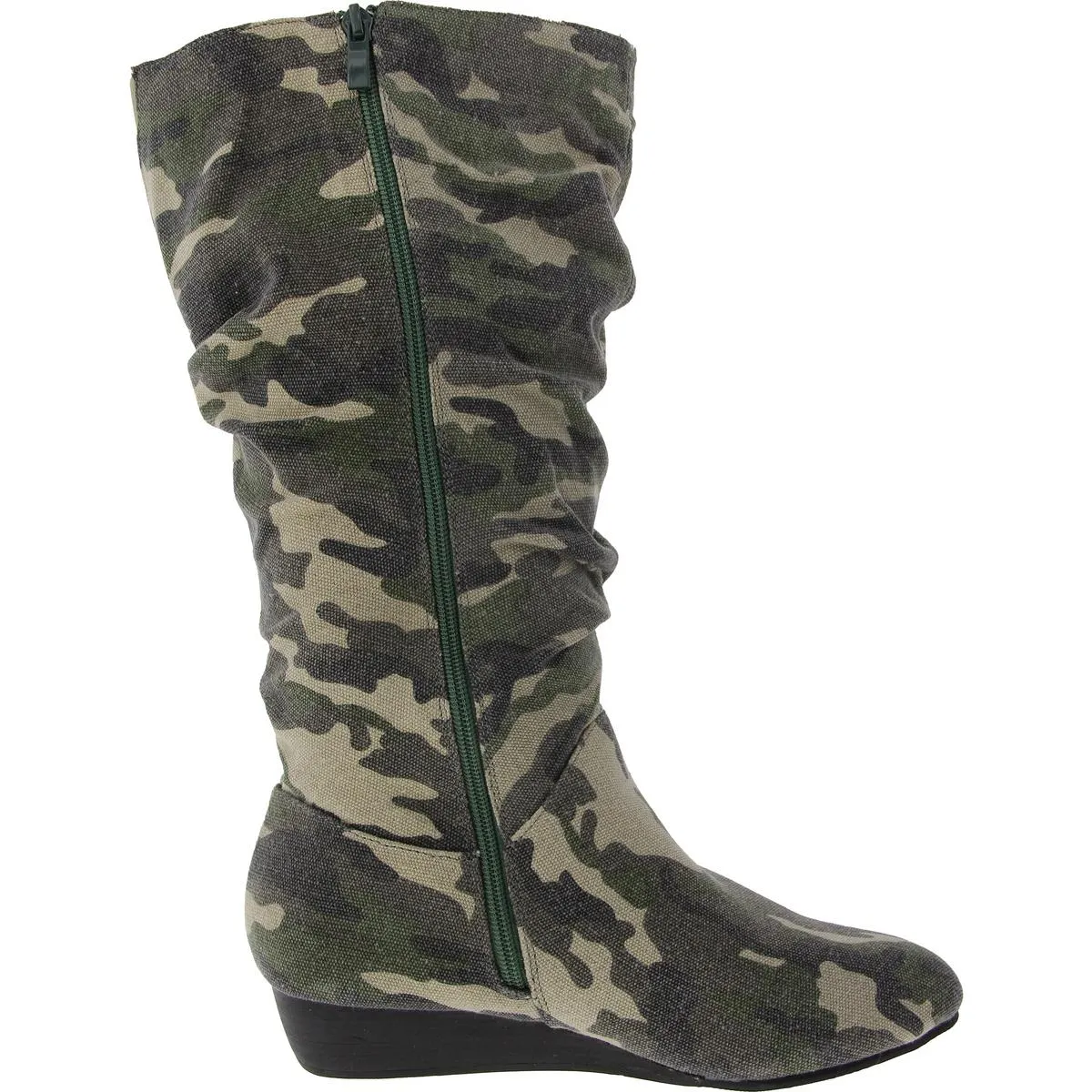 Khloe Womens Camouflage Canvas Mid-Calf Boots