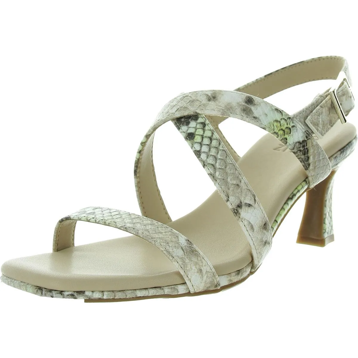 Kiki Womens Snake Print Faux Leather Heels