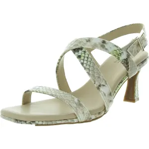Kiki Womens Snake Print Faux Leather Heels