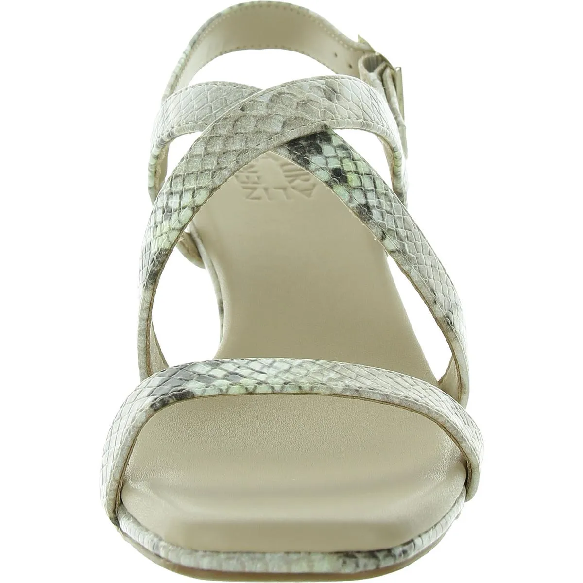 Kiki Womens Snake Print Faux Leather Heels