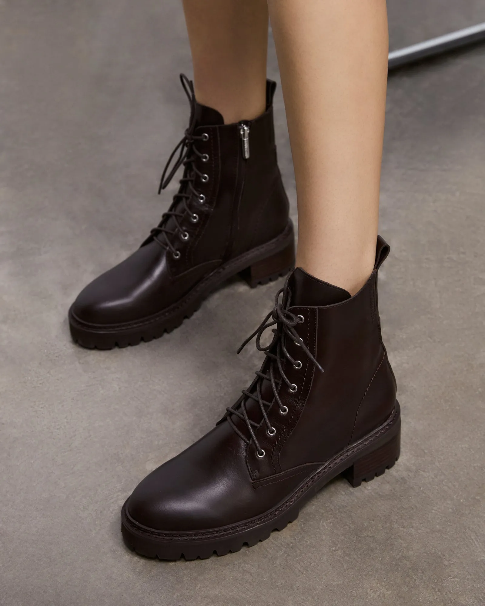 KODA FLAT ANKLE BOOTS CACAO LEATHER