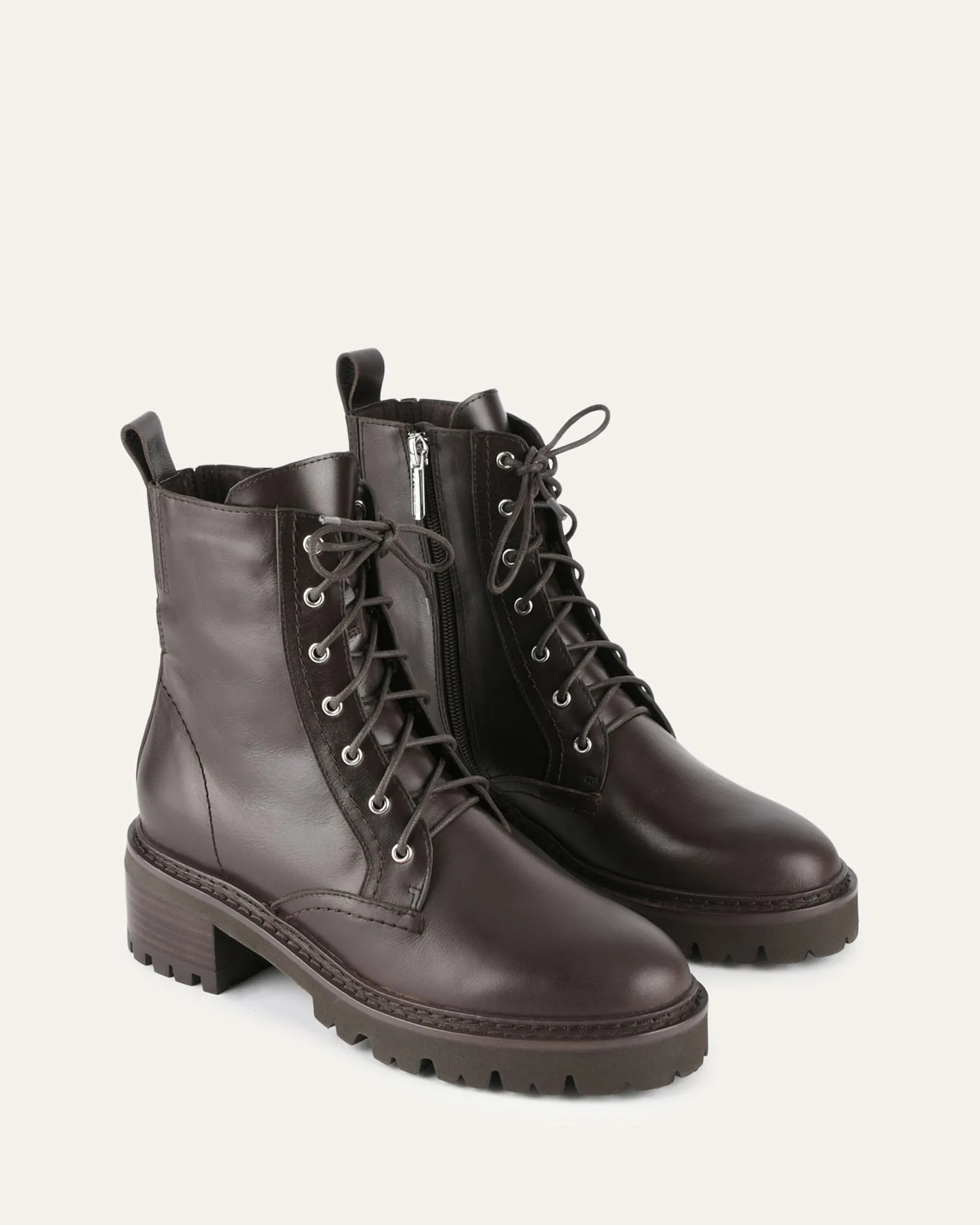KODA FLAT ANKLE BOOTS CACAO LEATHER