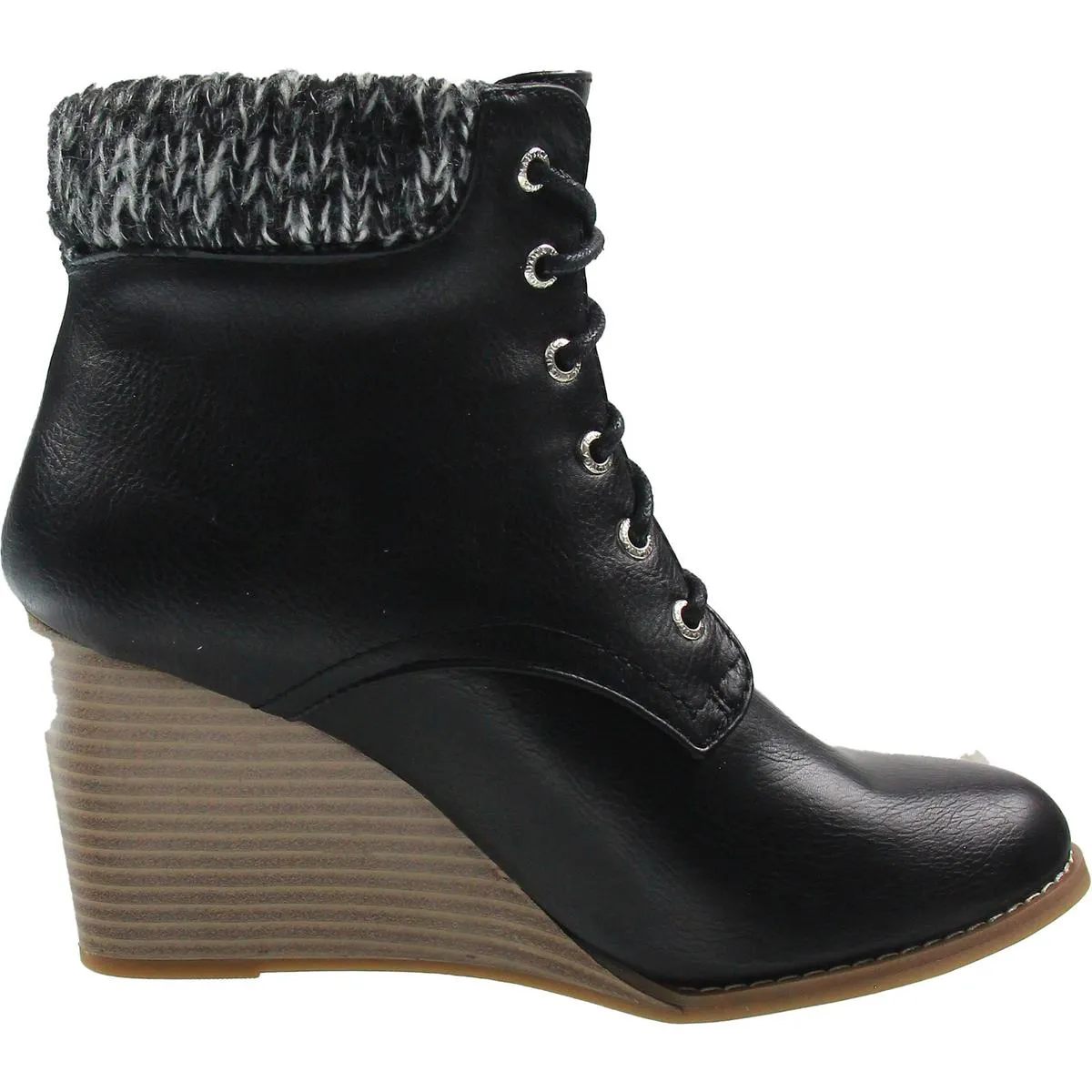 KORCE Womens Lace-Up Manmade Wedge Boots