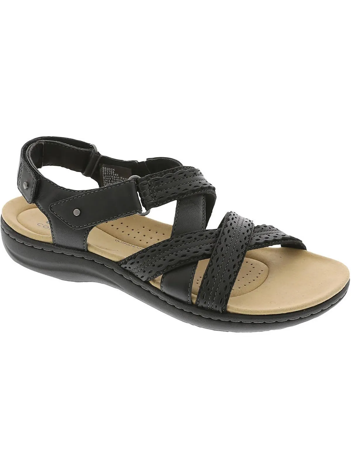 Laurieann Rena Womens Leather Criss-Cross Slingback Sandals