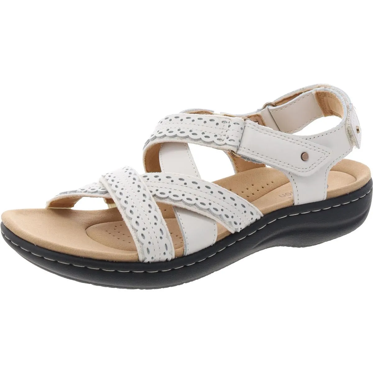 Laurieann Rena Womens Leather Criss-Cross Slingback Sandals