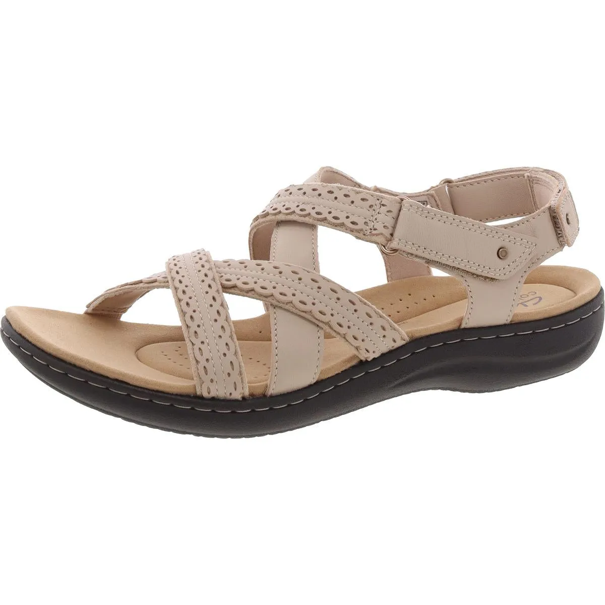 Laurieann Rena Womens Leather Criss-Cross Slingback Sandals