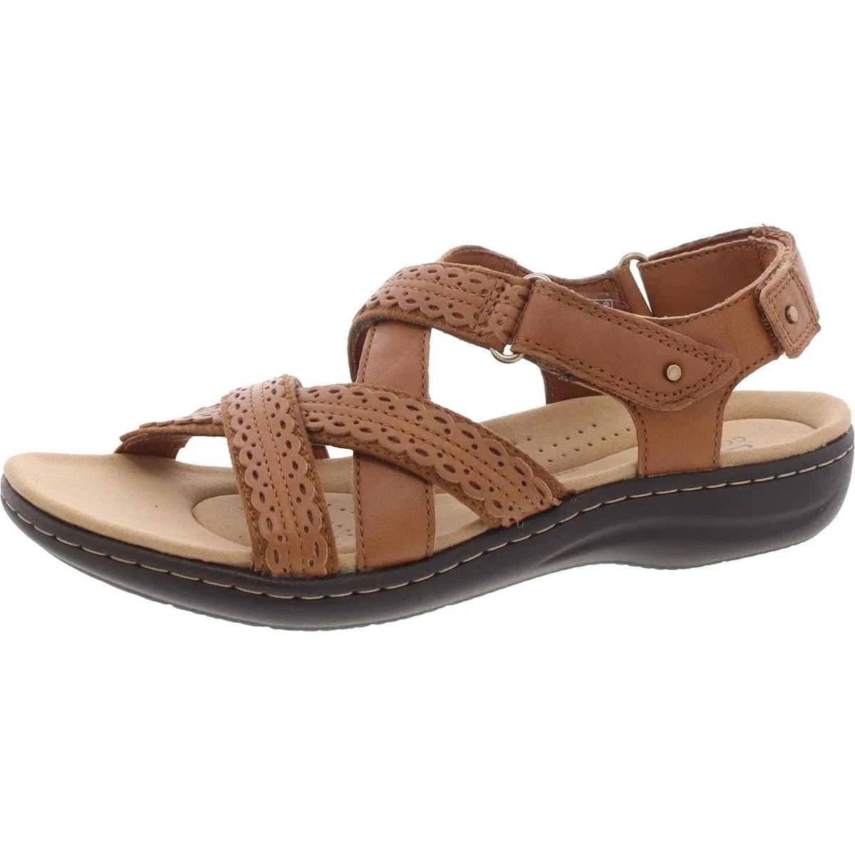 Laurieann Rena Womens Leather Criss-Cross Slingback Sandals