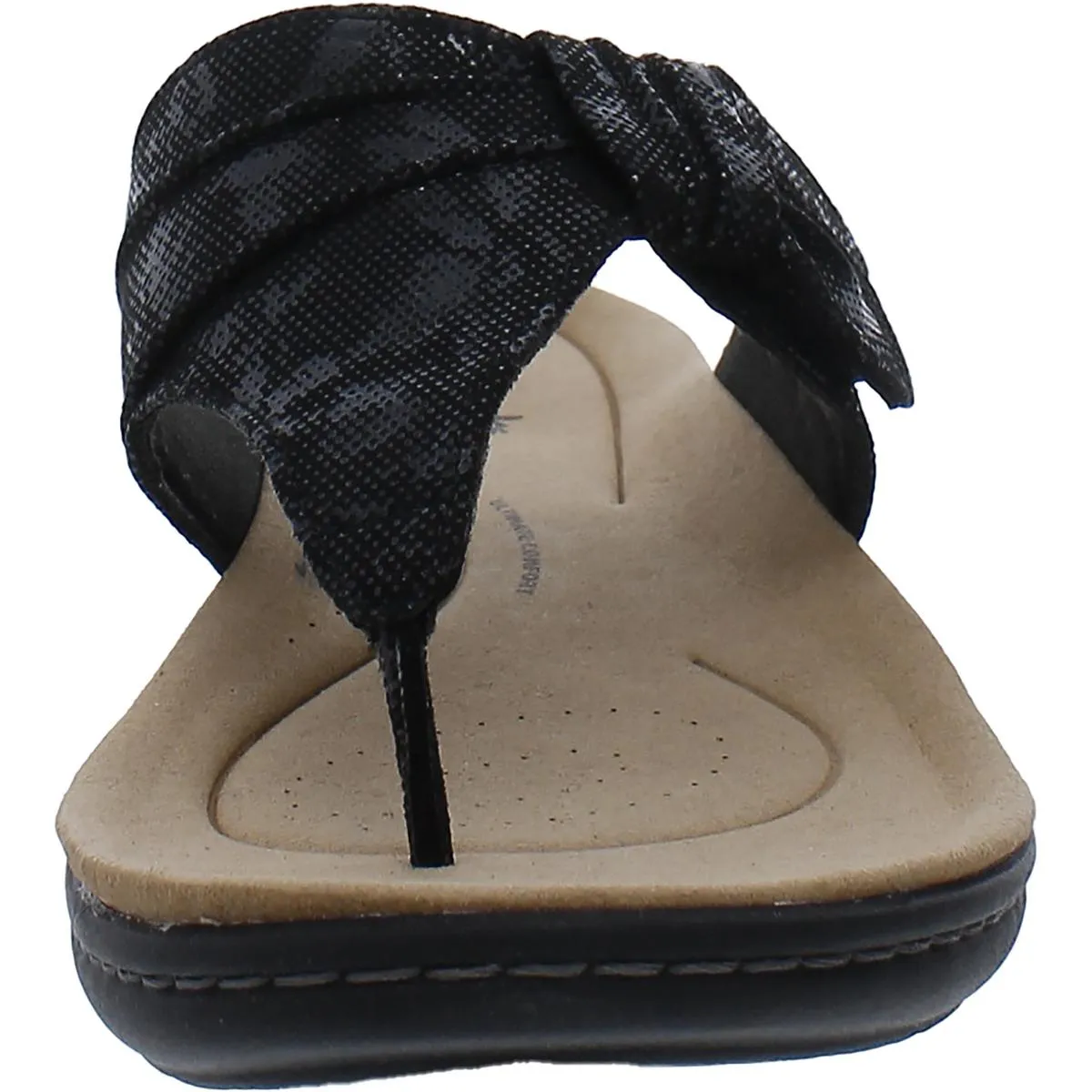 LAURIEANN Womens Faux leather upper and toe post Open Toe Slide Sandals