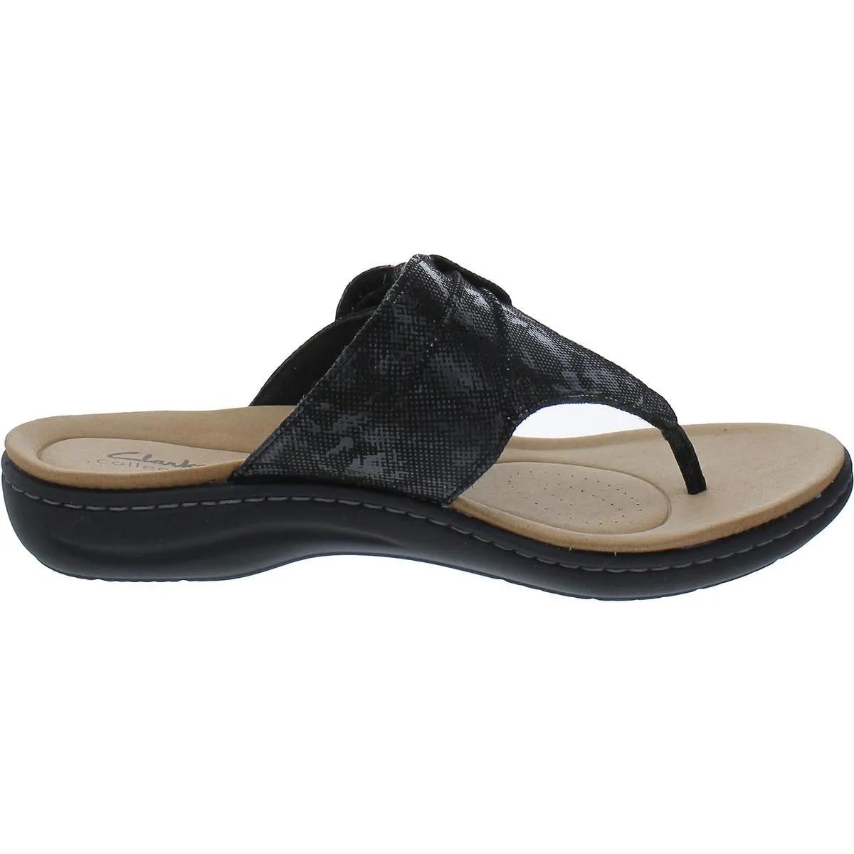 LAURIEANN Womens Faux leather upper and toe post Open Toe Slide Sandals