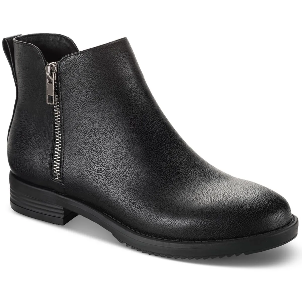 Laylaa  Womens Double Zipper Faux Leather Ankle Boots