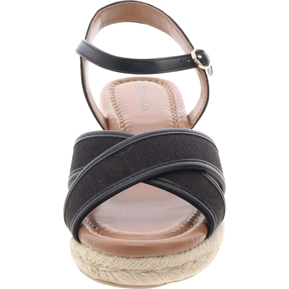 Leah Womens Open Toe Padded Insole Wedge Sandals