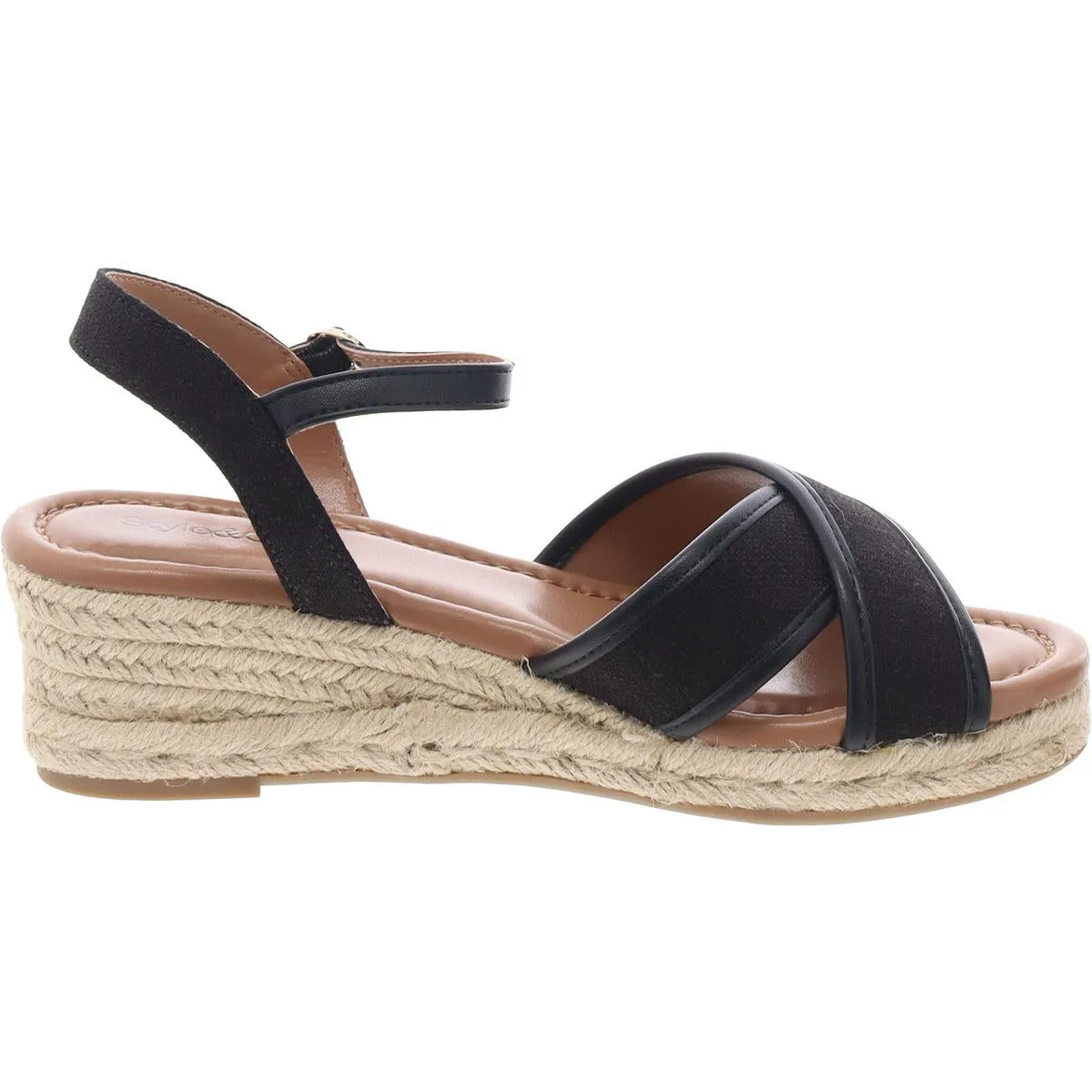 Leah Womens Open Toe Padded Insole Wedge Sandals