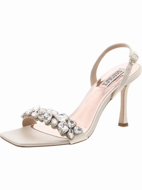 Leanna Womens Satin Rhinestone Slingback Sandals