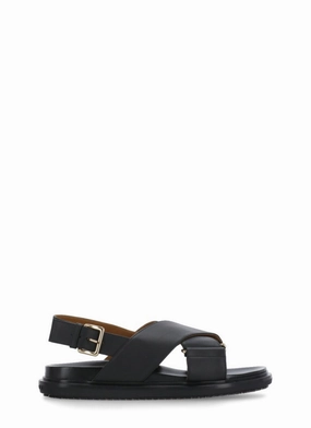 Leather Sandals With Rear Belt Fastening