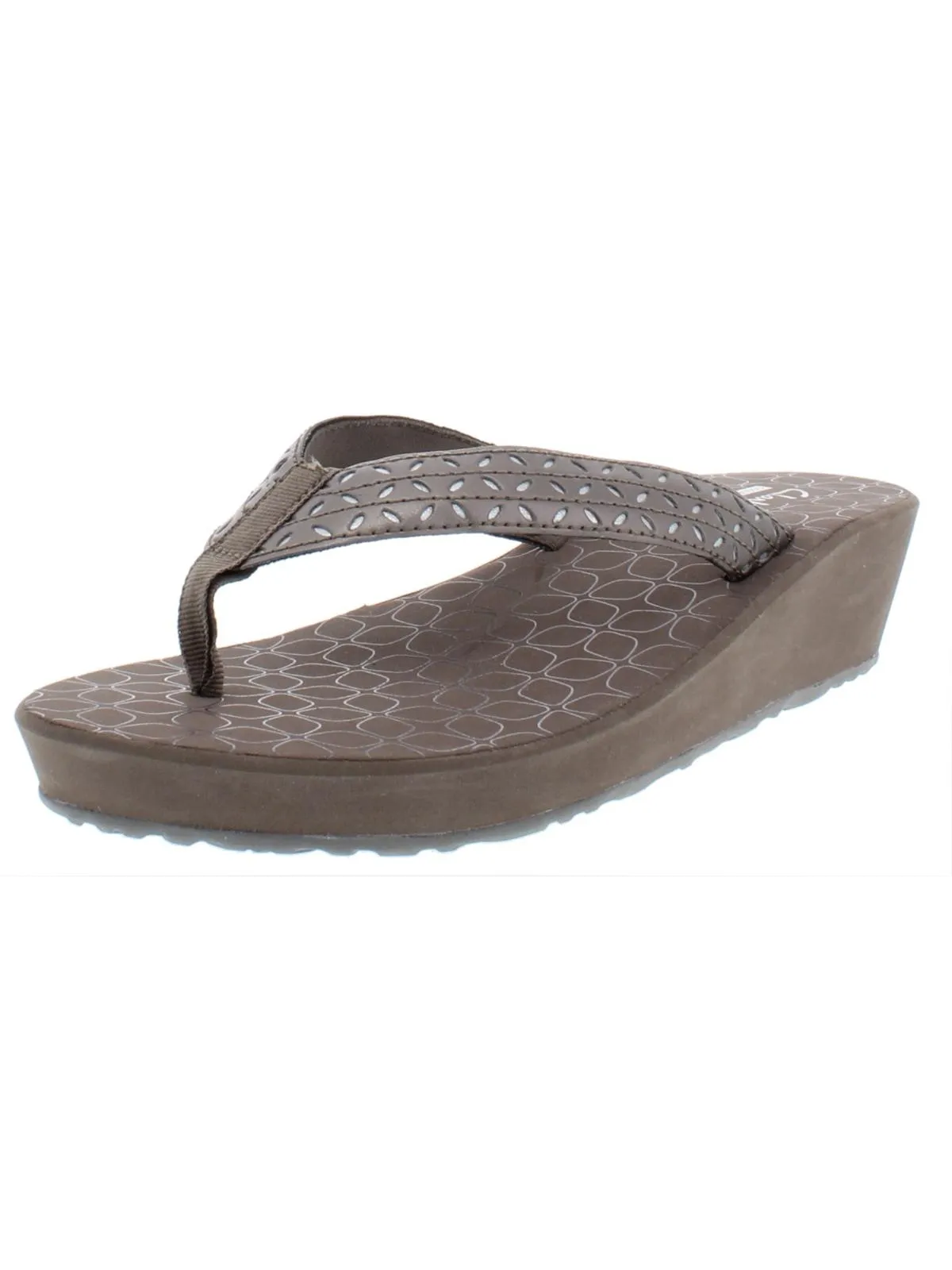 Liya Gander Womens Metallic Wedge Flip-Flops