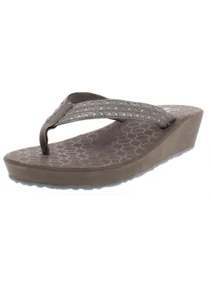 Liya Gander Womens Metallic Wedge Flip-Flops