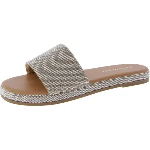 Lizaa Womens Rhinestone Open Toe Mule Sandals