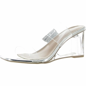 Lorie Womens Solid Patent Wedge Sandals