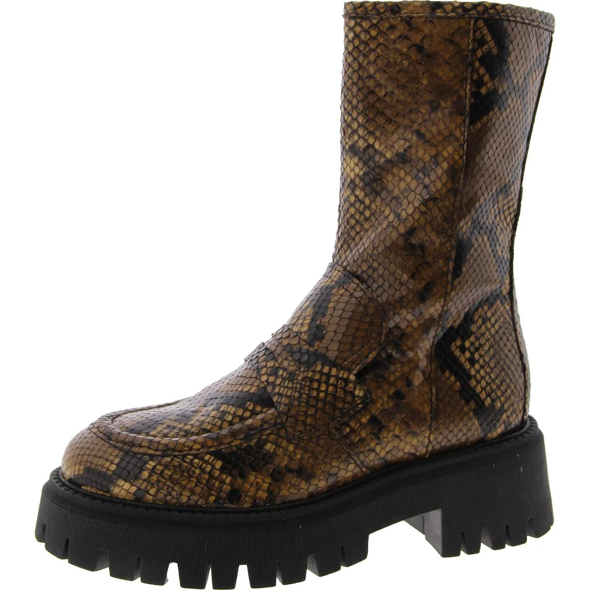 Madison Womens Leather Lugged Sole Mid-Calf Boots