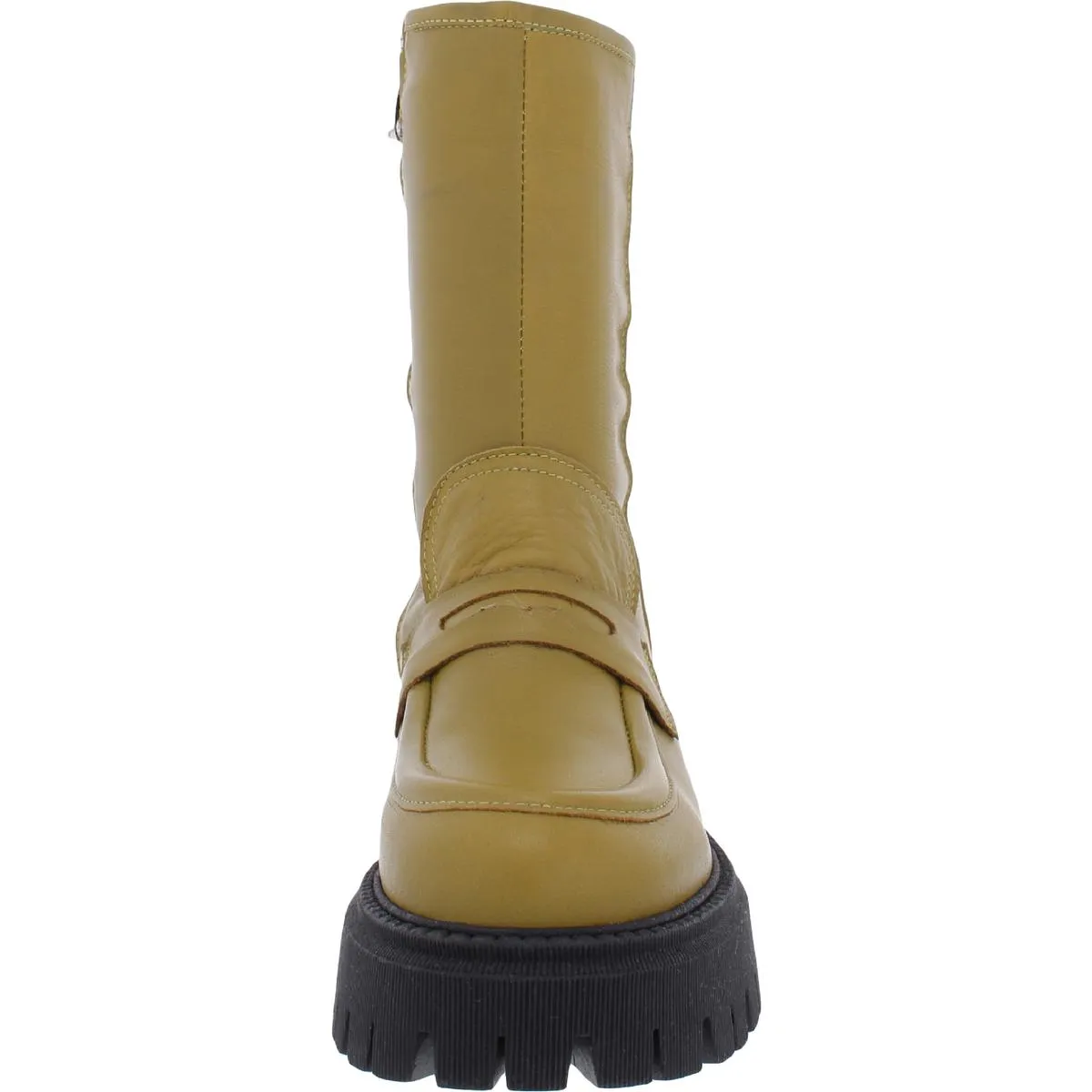 Madison Womens Leather Lugged Sole Mid-Calf Boots