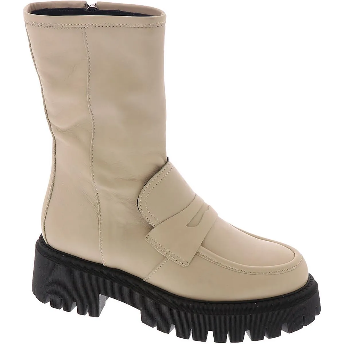 Madison Womens Leather Lugged Sole Mid-Calf Boots