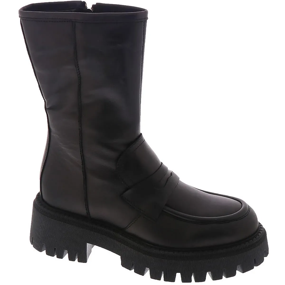 Madison Womens Leather Lugged Sole Mid-Calf Boots