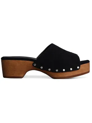 Mara Clog Slide Womens Suede Block Heel Slide Sandals