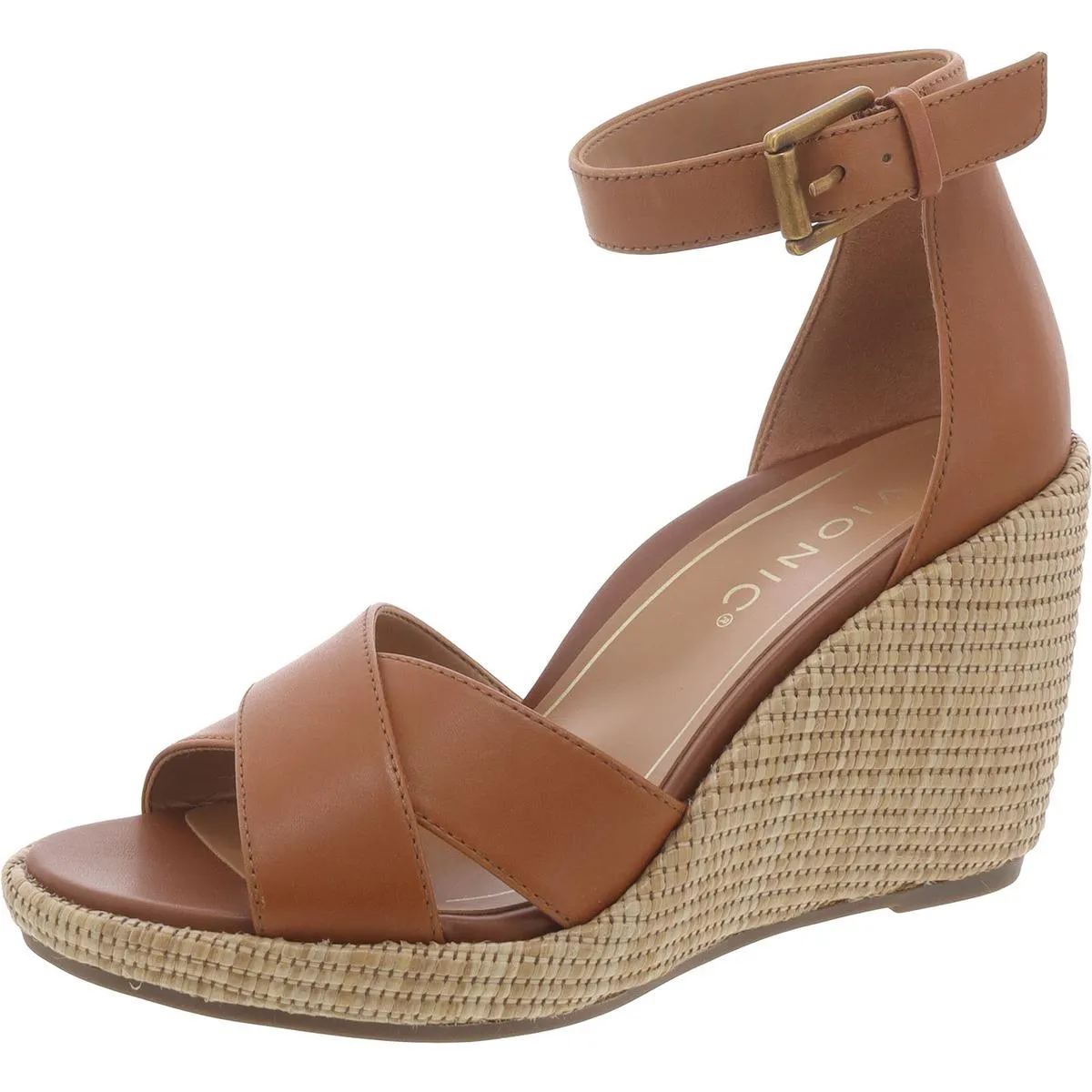 Marina Womens Leather Platform Wedge Sandals