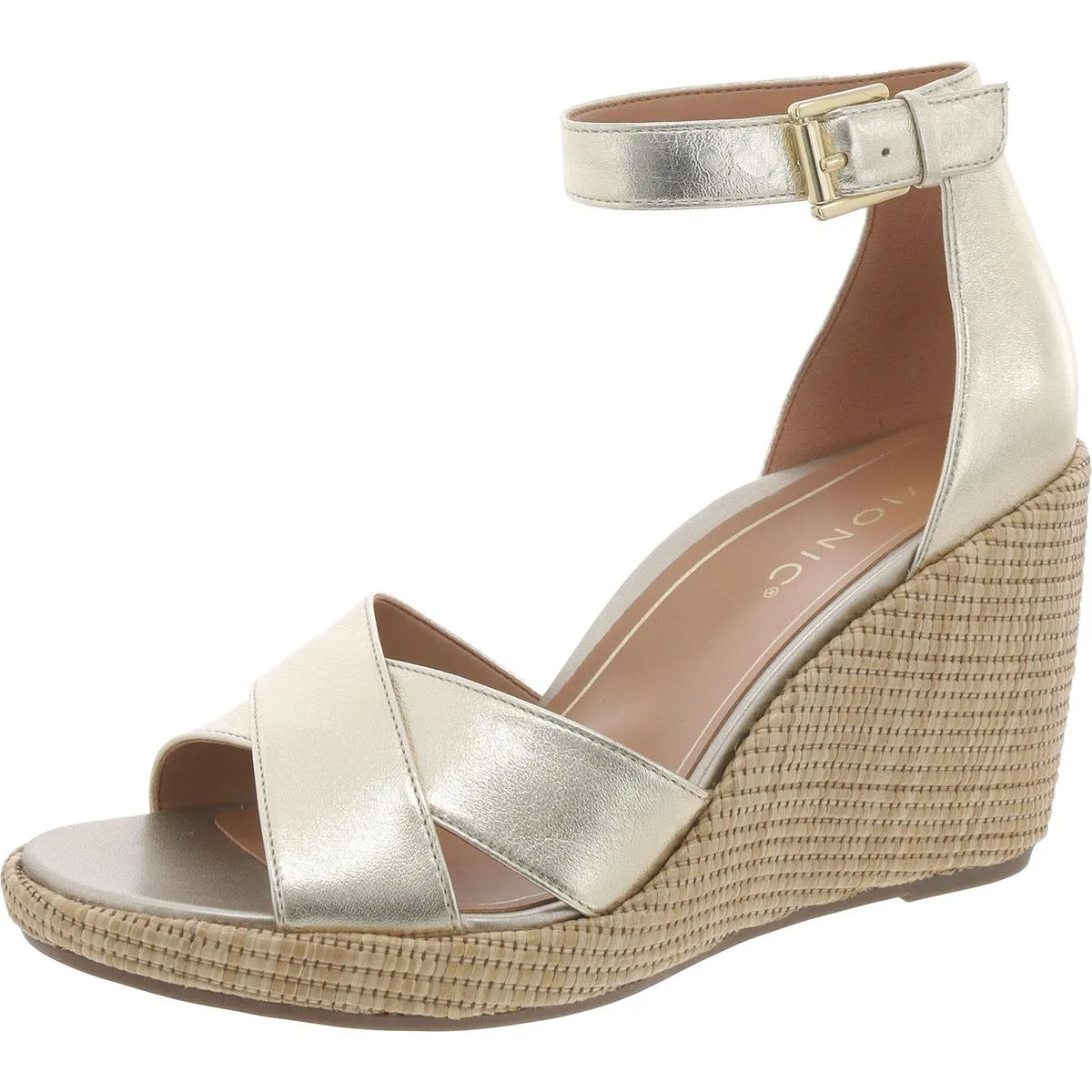 Marina Womens Leather Platform Wedge Sandals