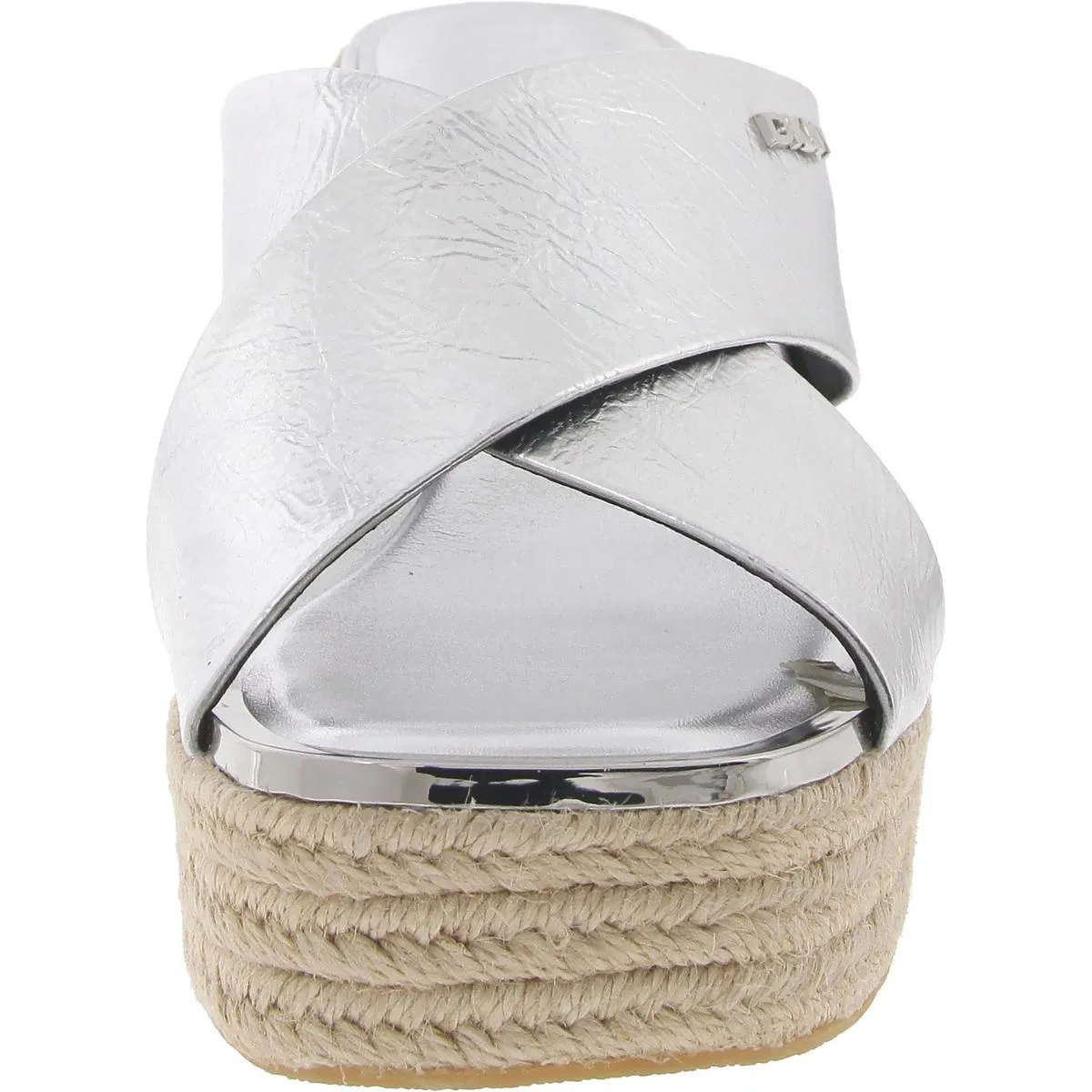 Maryn X Band Womens Criss-Cross Faux Leather Wedge Sandals