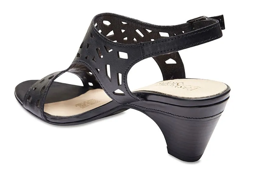 Maze Heel in Black Leather