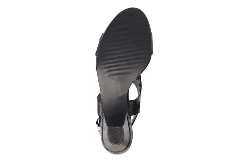 Maze Heel in Black Leather