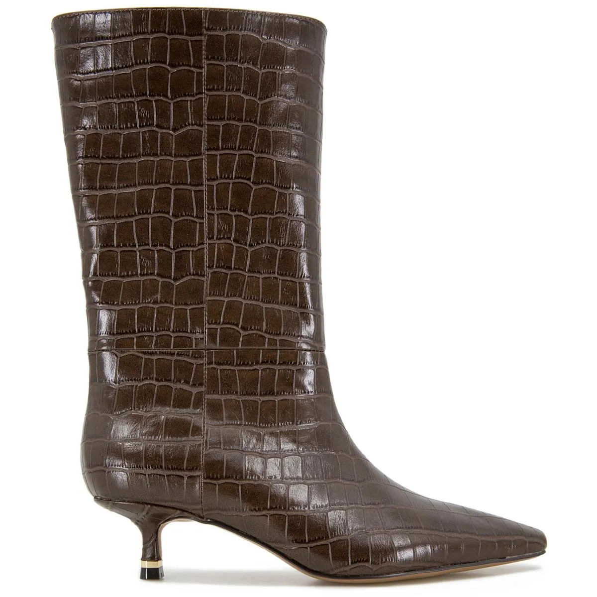 Meryl Womens Faux Leather Almond Toe Mid-Calf Boots