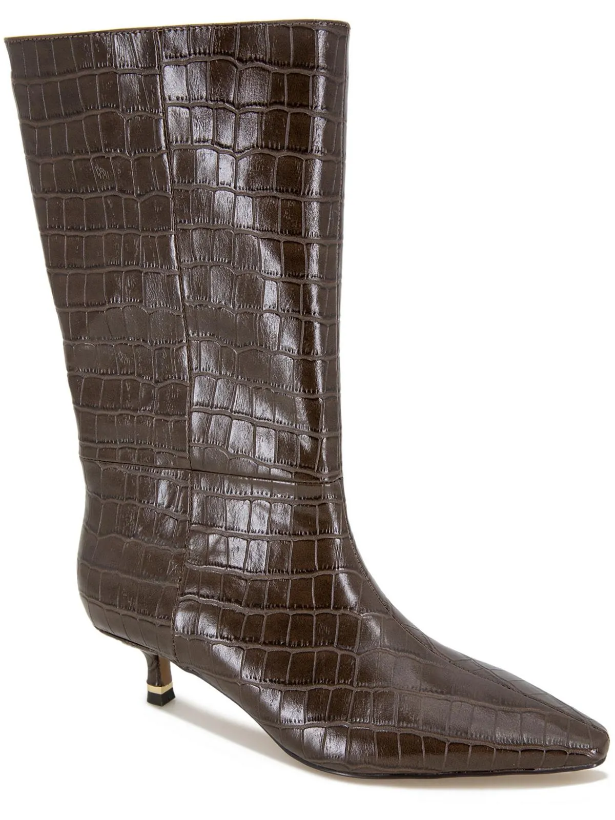 Meryl Womens Faux Leather Almond Toe Mid-Calf Boots