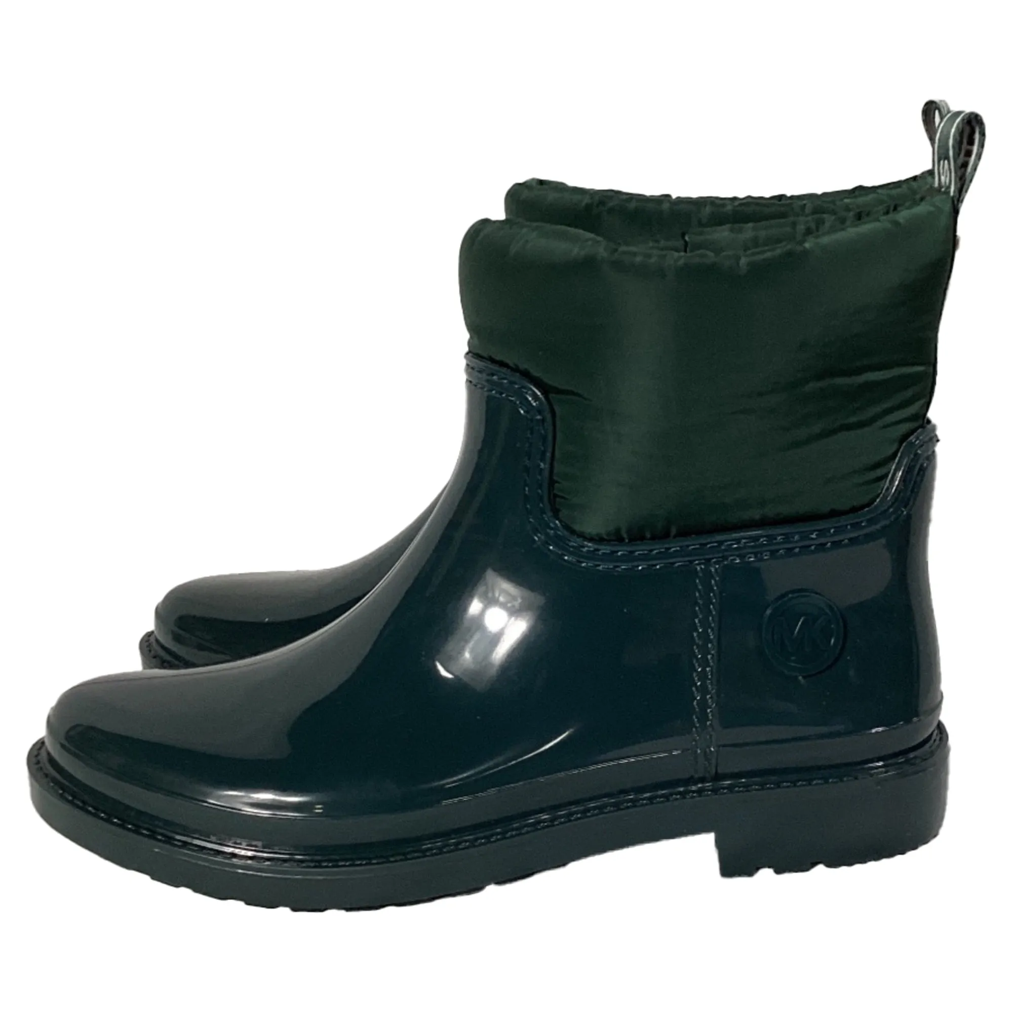 Michael Kors Blakely Logo Tape Rain Boots in Racing Green PVC and Nylon