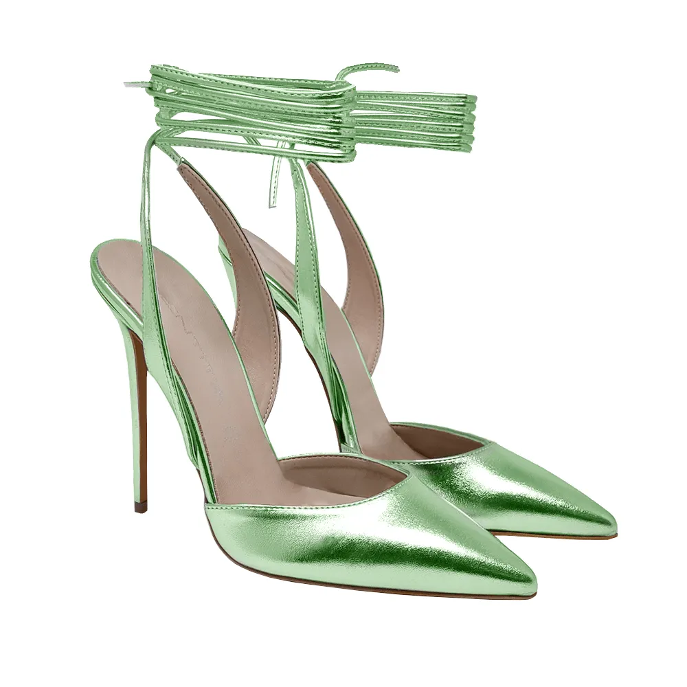 MICHELLE GREEN METALIZED LEATHER