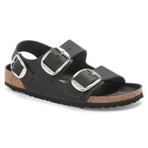 Milano Big Buckle - Black Oiled Leather||Milano grosses boucles - Cuir huil noir