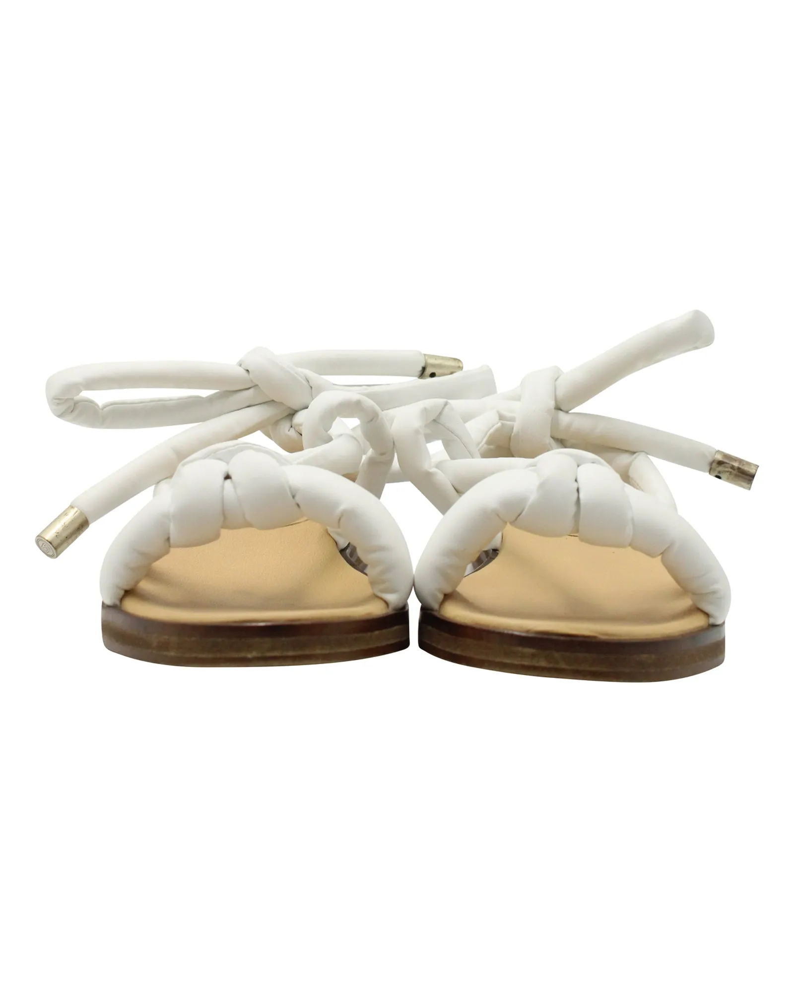 MM6 Ankle Strap Sandals in White Leather