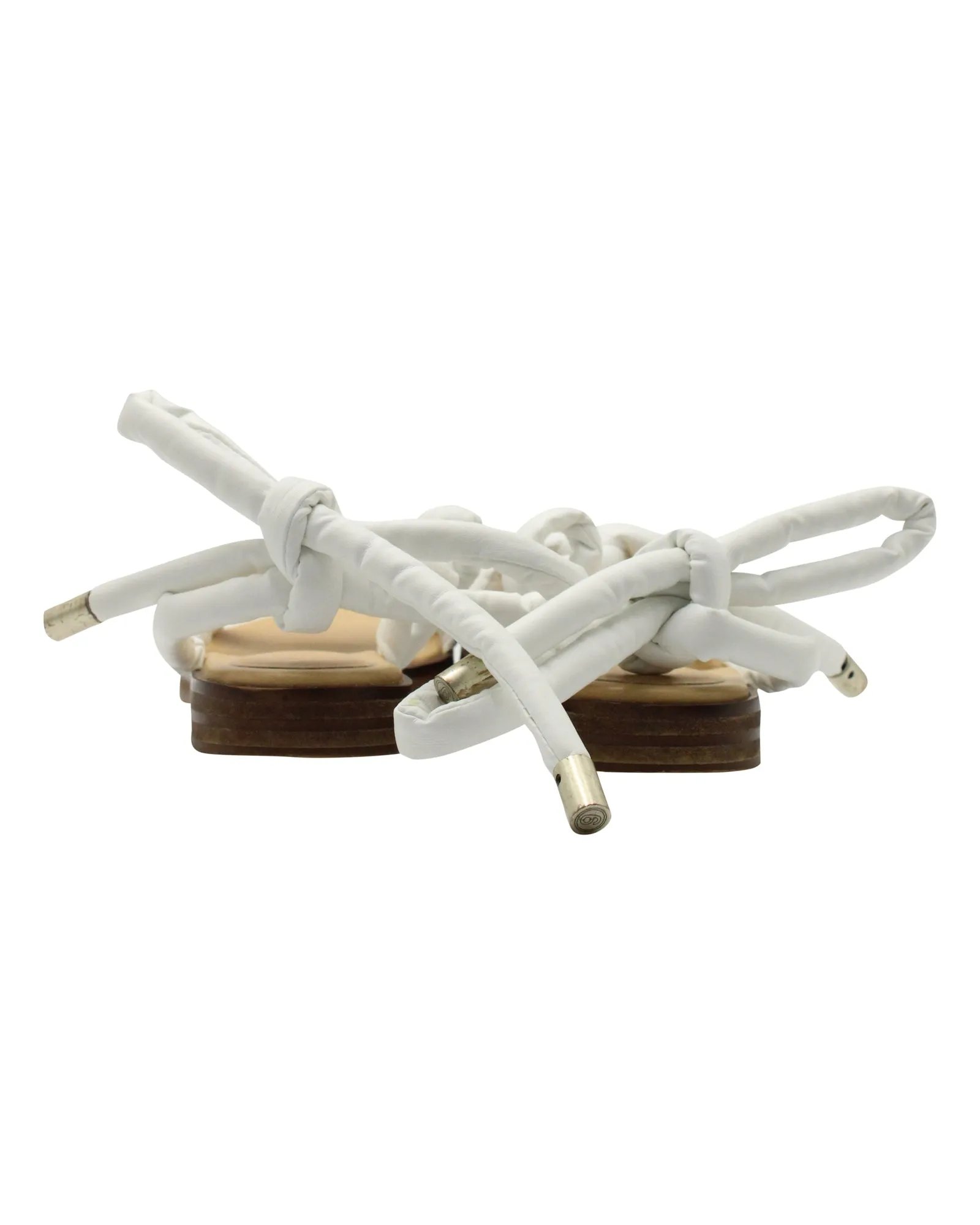 MM6 Ankle Strap Sandals in White Leather